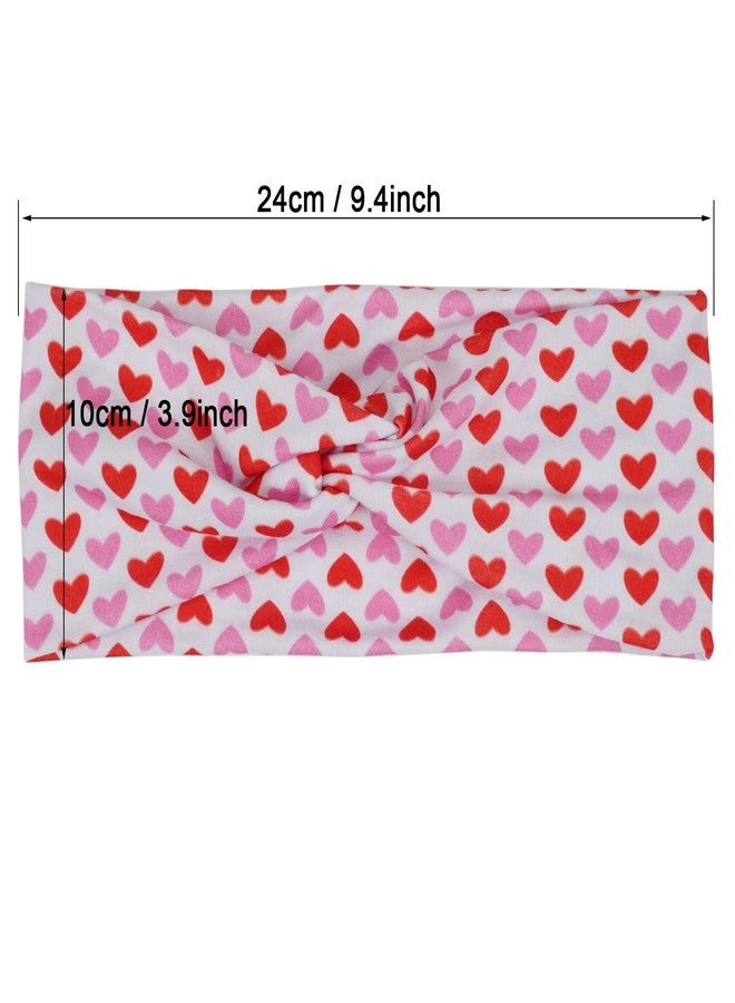 Lonext 6 Piece Valentine's Day Headbands, Black Red Pink Wide Turban Head Wraps, Stretchy Non Slip Hair Bands with Love Lip Heart XOXO Pattern for Women - Image 3